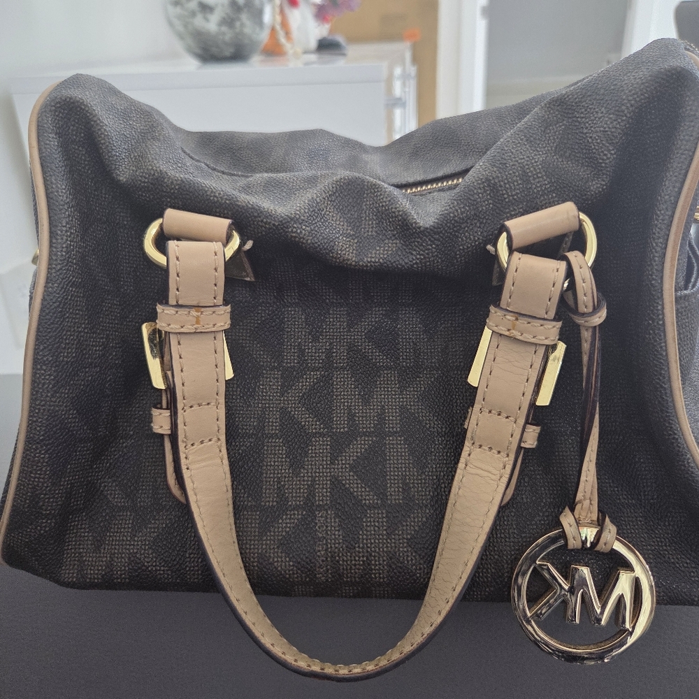 Michael Kors Gold Logo with Brown Leather Strap